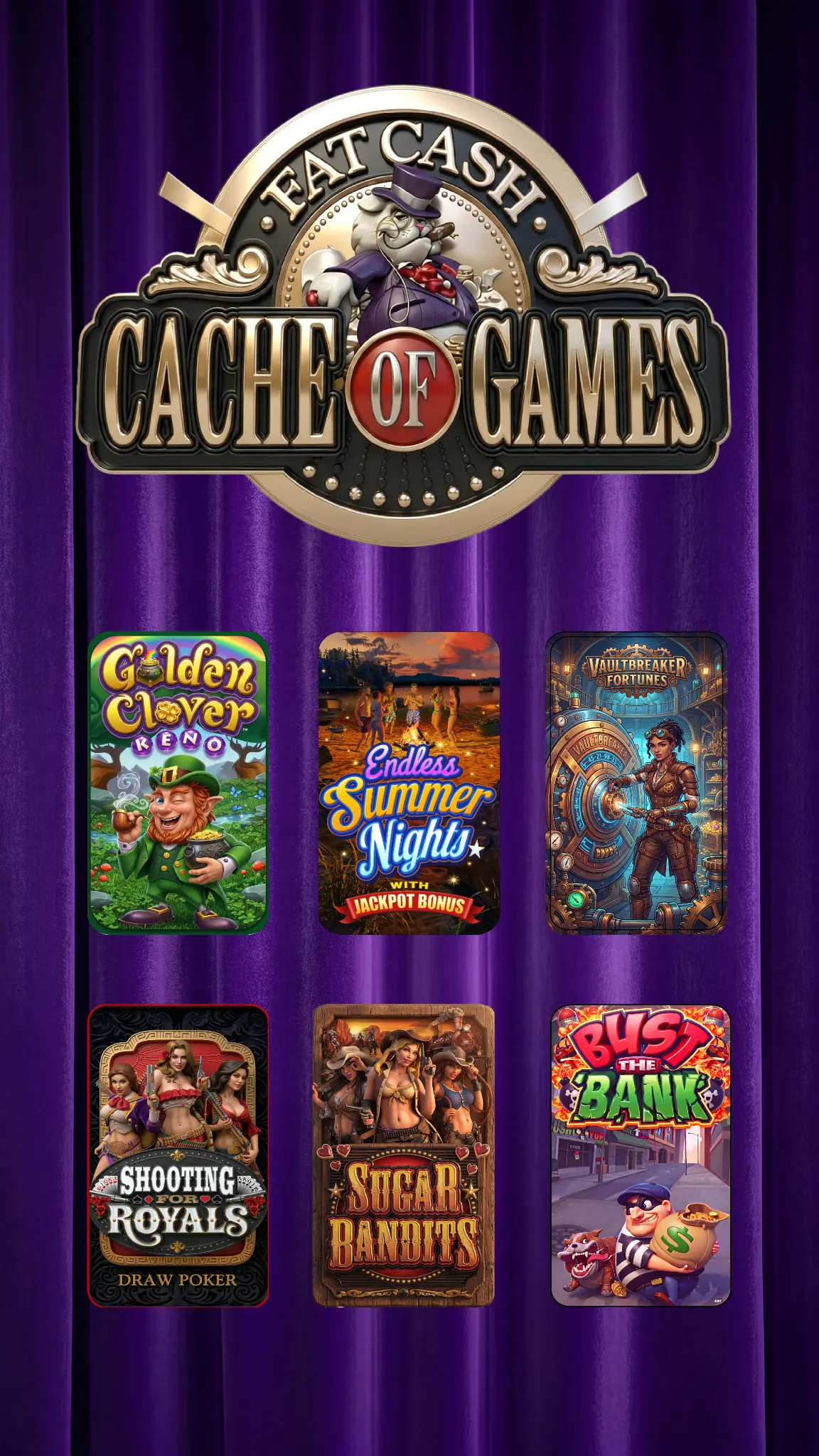 Cache of Games purple-curtain multipack terminal screen